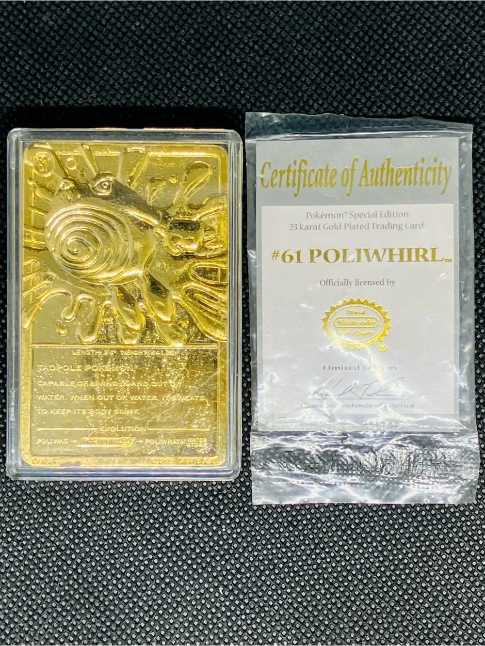 Pokémon Poliwhirl 1999 Burger  King 23K Gold Plated Trading Card